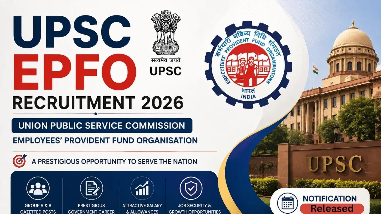 UPSC EPFO Recruitment 2026 Notification Out for 80 EPFO, APFC, EO Posts, Apply Online Soon